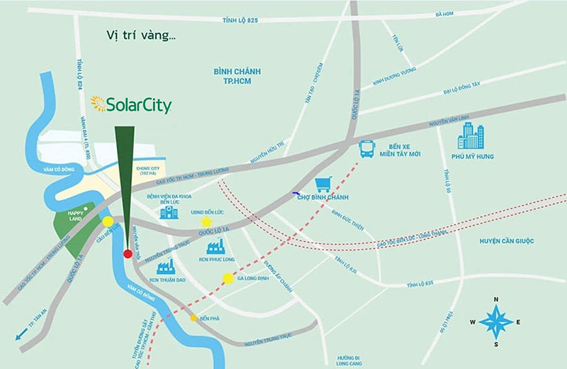 Bản đồ đường đi dự án Solar City - Trần Anh Riverside 2